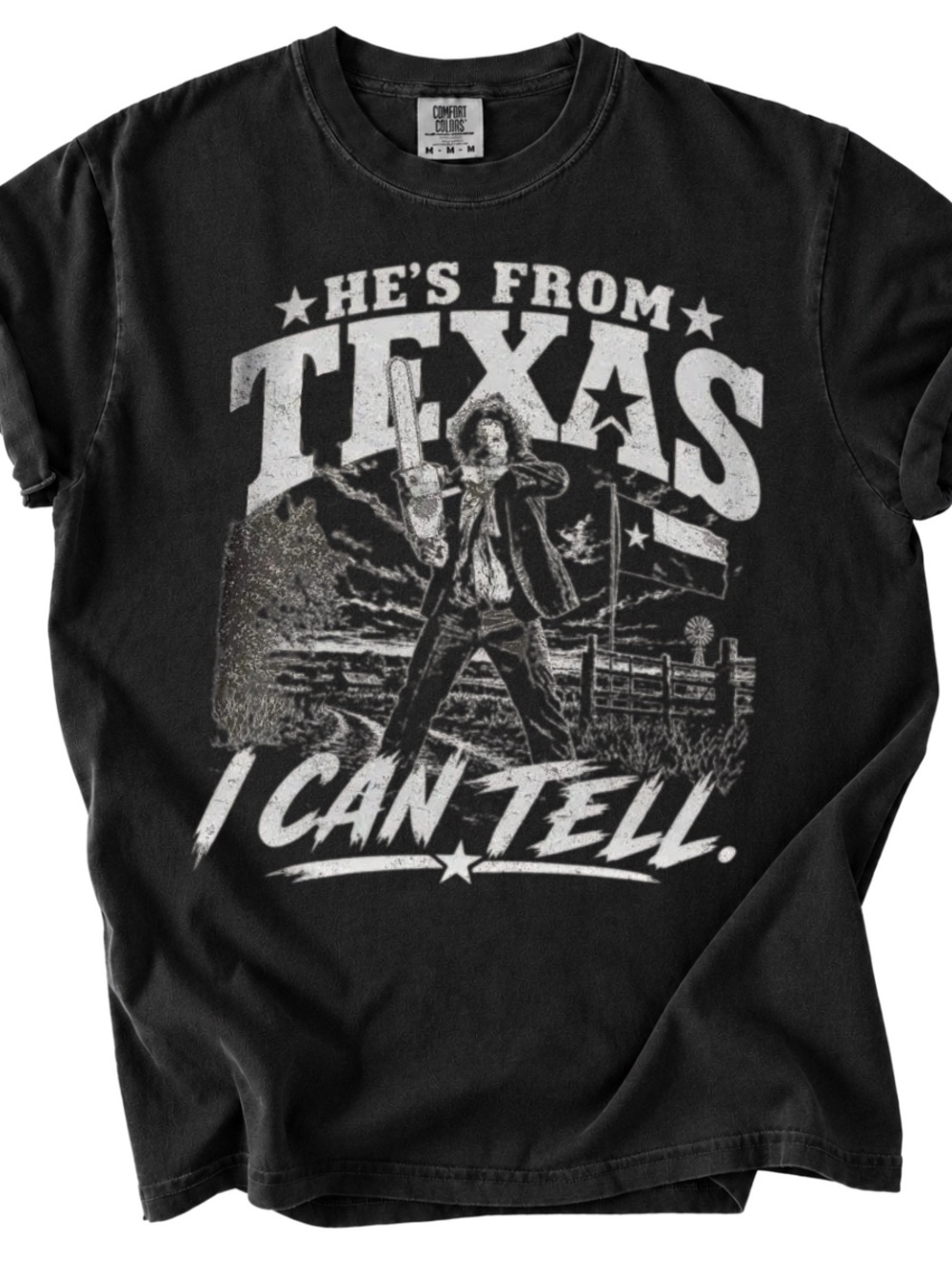 Black Men's 'He's From Texas I Can Tell' Graphic Tee